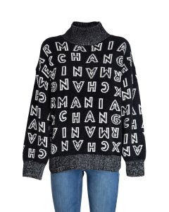 Armani AX Pullover da Donna a Lupetto con Lettering Allover