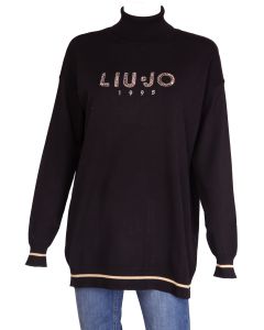 Liu Jo Pullover Donna a Collo Alto con Logo Big