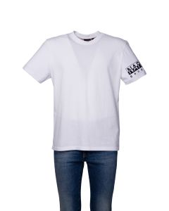 Napapijri T-Shirt da Uomo a Manica Corta con Logo sul Braccio