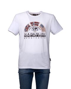 Napapijri T-Shirt da Uomo a Manica Corta con Stampa e Logo Big